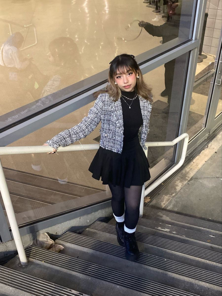 Black Mini Skirt with Tweed Blazer