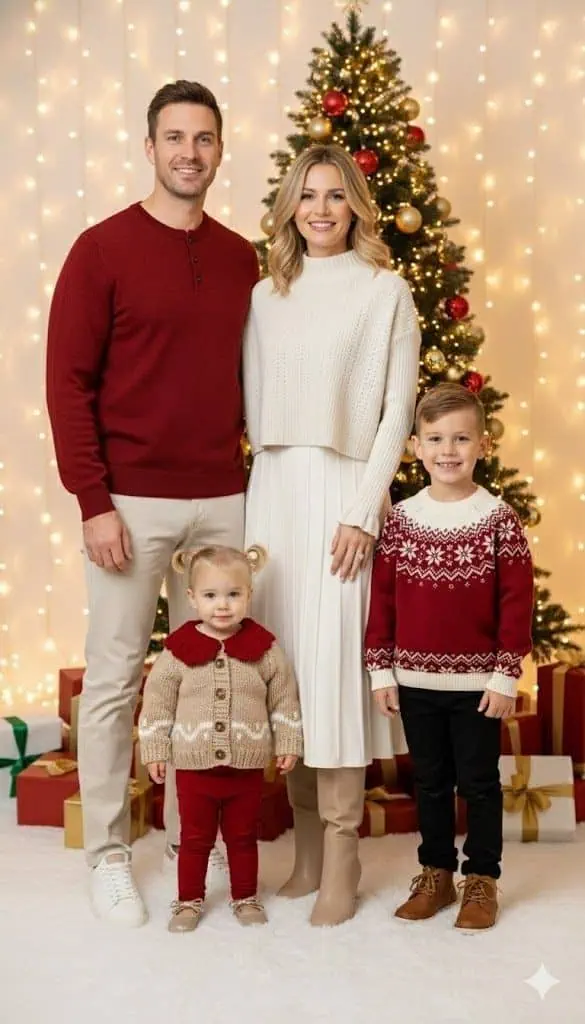 Classic Red and Cream Family Coordination