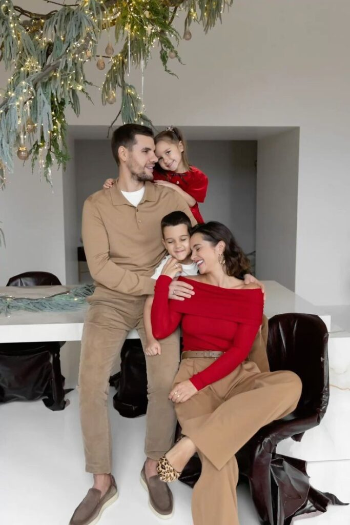 Warm Neutrals with Festive Red Accents