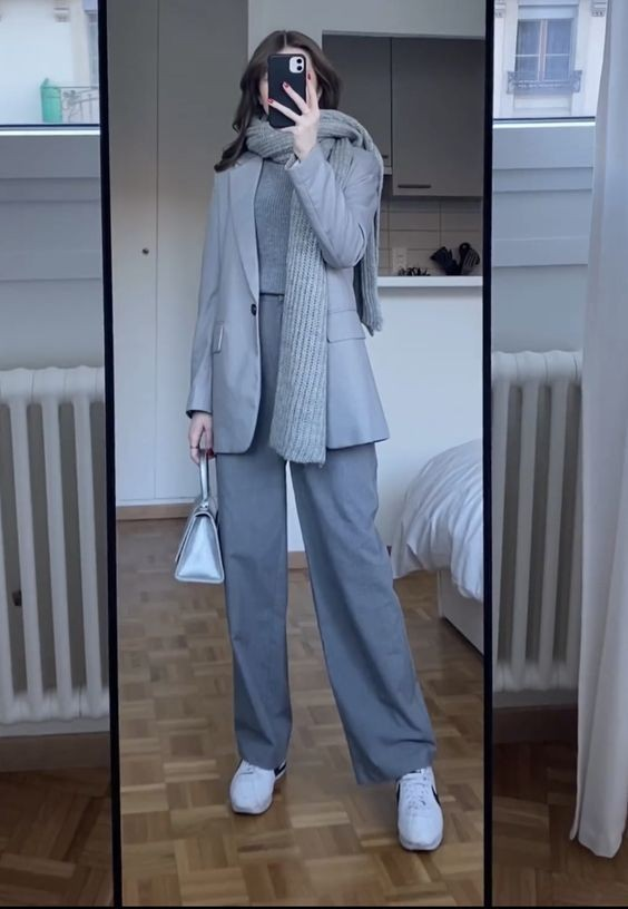 Monochromatic Grey Blazer and Trousers