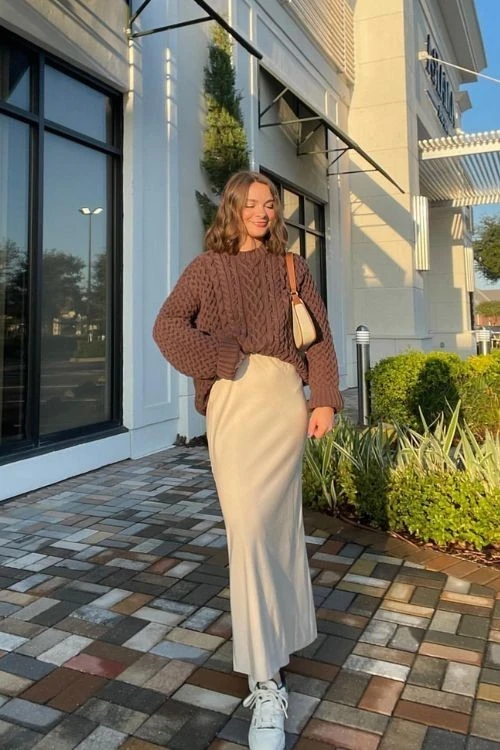 Cozy Knit With Elegant Cream Midi