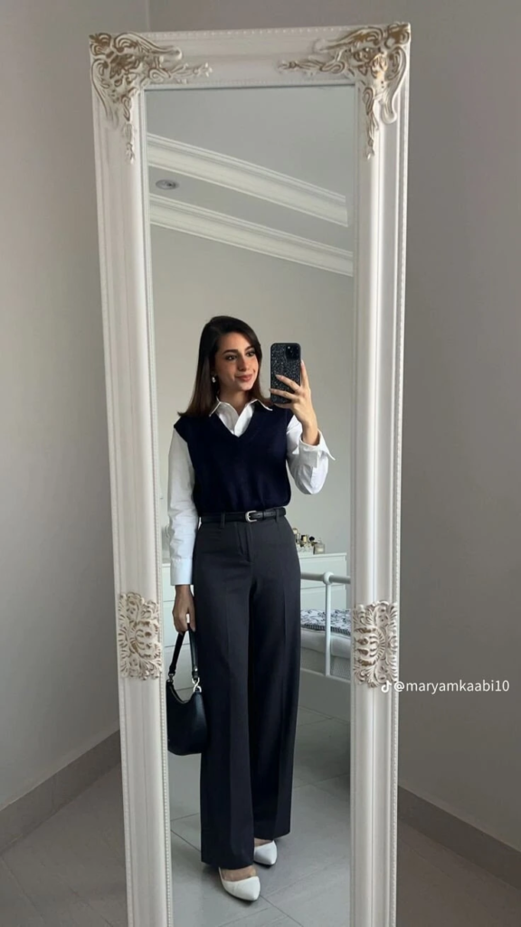 Classic Navy Vest and White Shirt