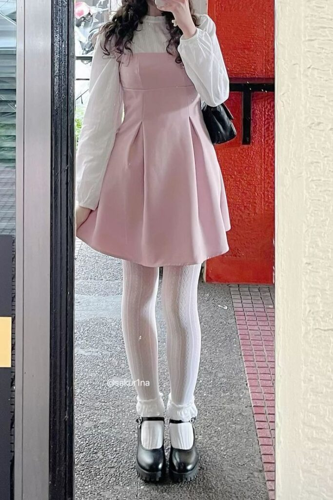 Pink Dress with Cream Cardigan Layering