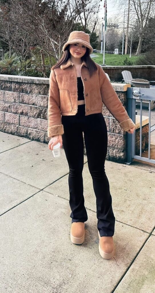 Camel Jacket with Bucket Hat Elegance