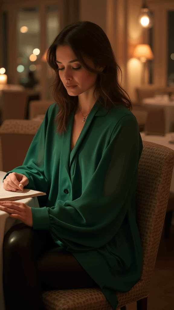 Leather Pants and Silky Blouse