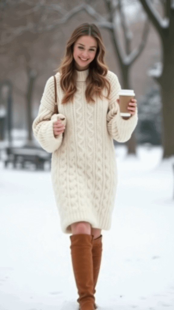 Sweater Dress and Knee-High Boots