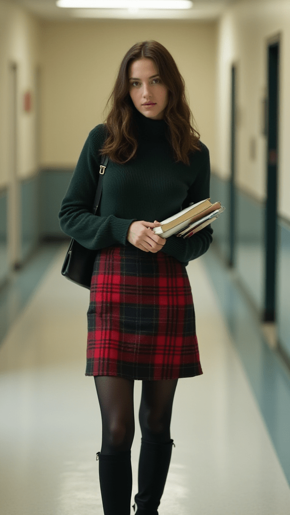 Plaid Skirt and Turtleneck