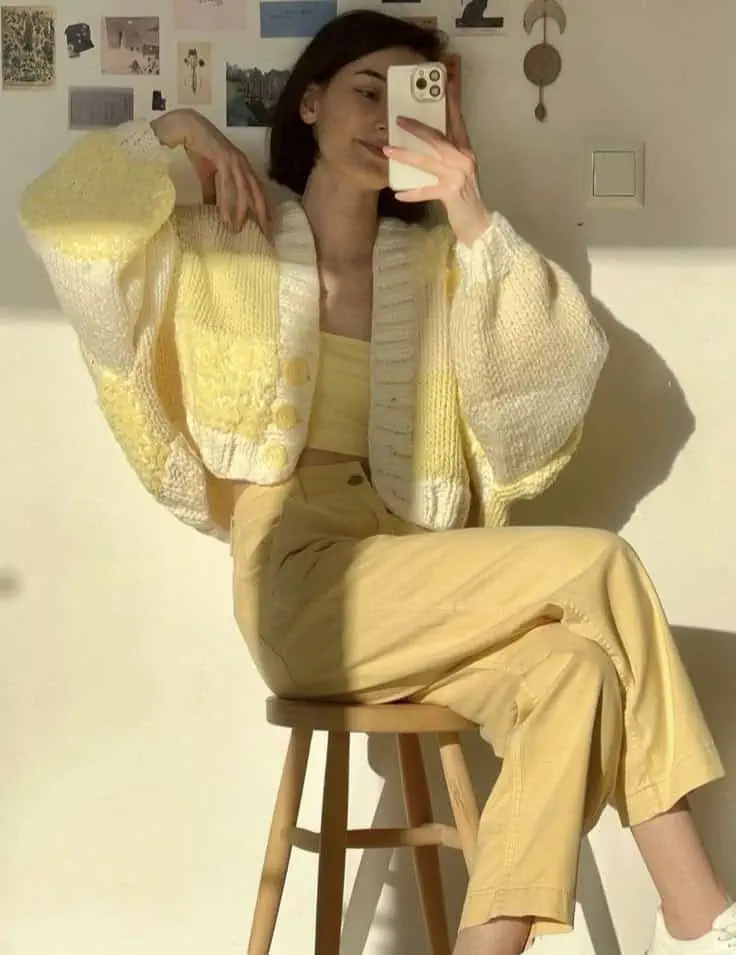 Creamy Cardigan and Trousers Combo