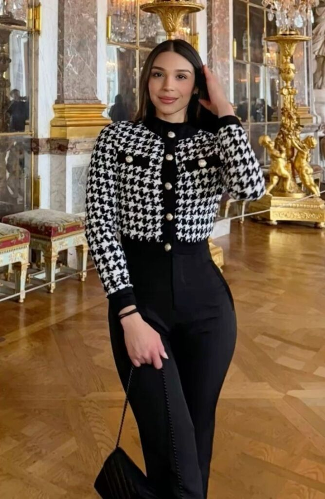 Houndstooth Jacket with Black Leggings