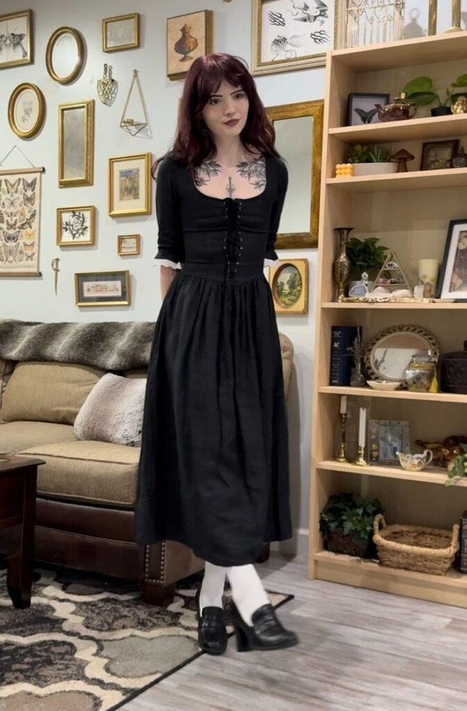 Gothic Elegance Black Corset Midi