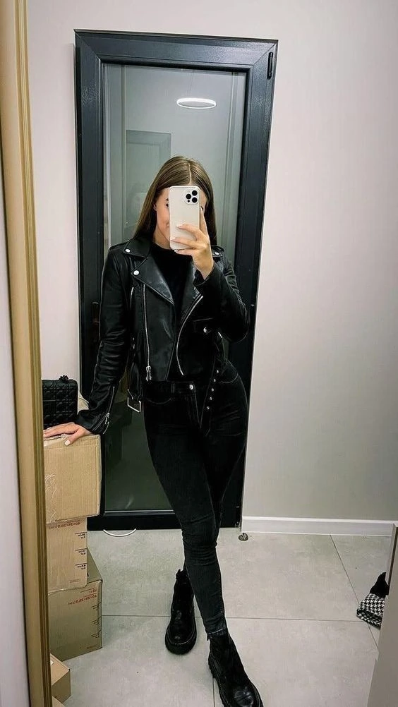 Classic Black Leather Jacket Elegance