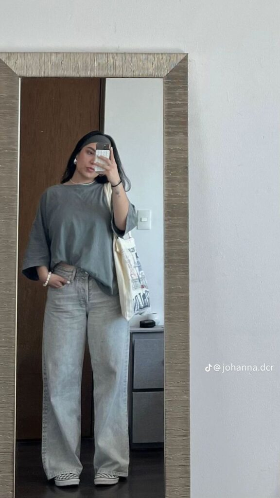 Oversized Tee with Wide-Leg Jeans