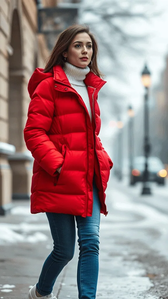 Puffer Jacket and Jeans