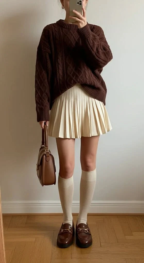 Oversized Sweater and Tennis Skirt Combo