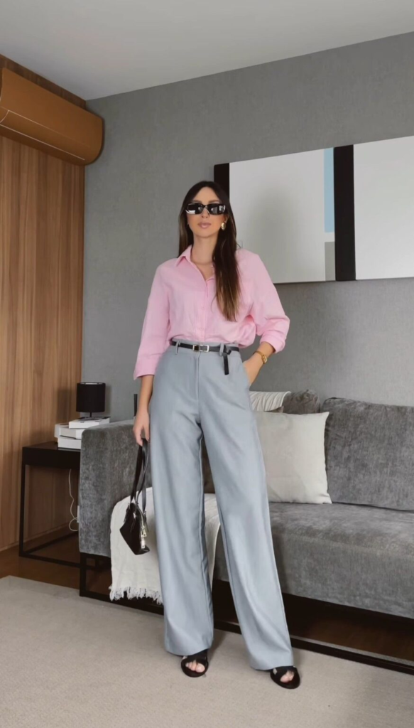 Pastel Pink Button-Up Power Move