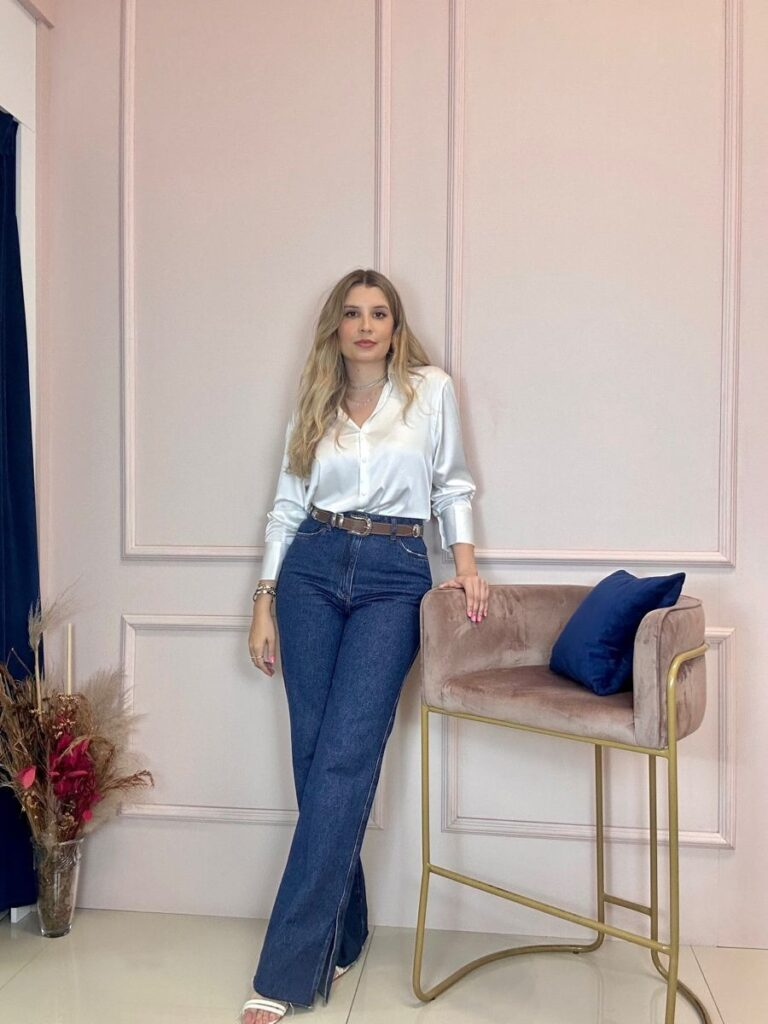 Crisp White Button-Up With Dark Denim