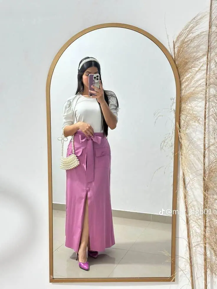 Elegant Maxi Skirt with Modest Blouse