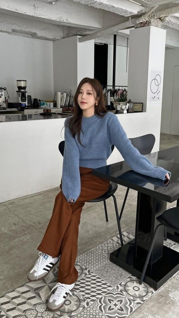 Cozy Knit with Wide-Leg Trousers