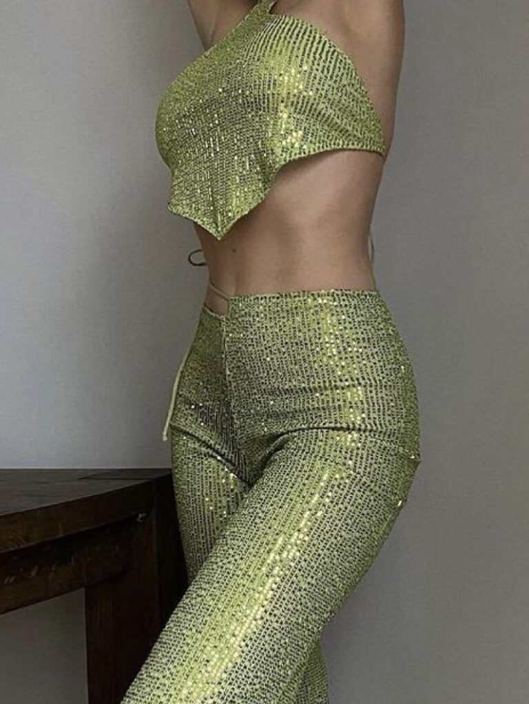 Chartreuse Sequin Two-Piece Set