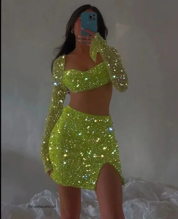 Neon Sequin Two-Piece Festival Look