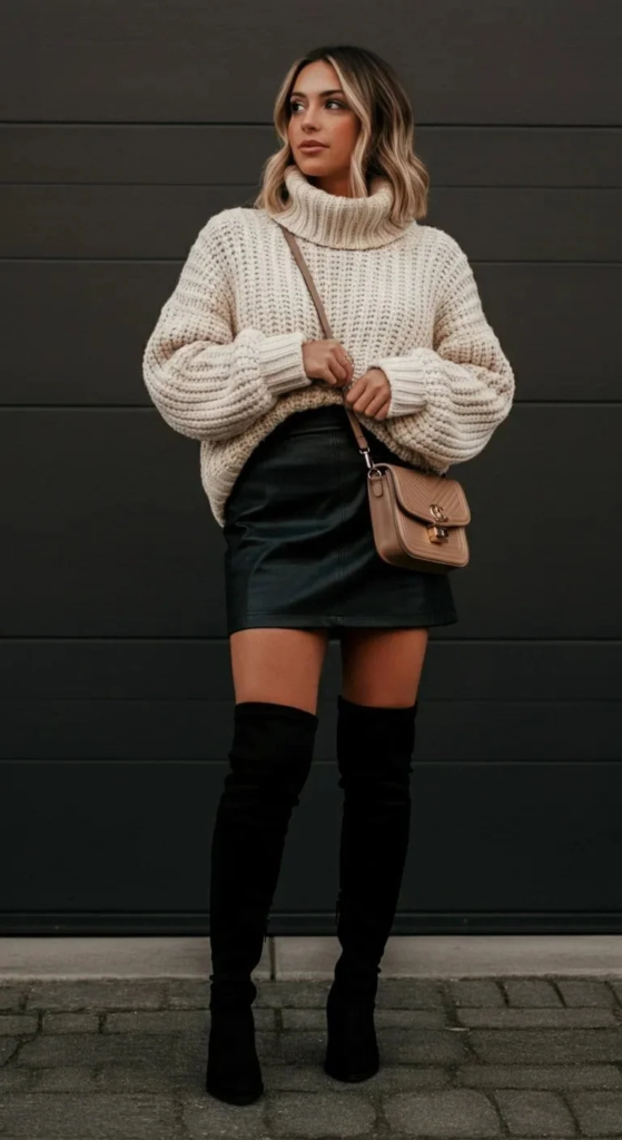 Chunky Knit Turtleneck Ensemble