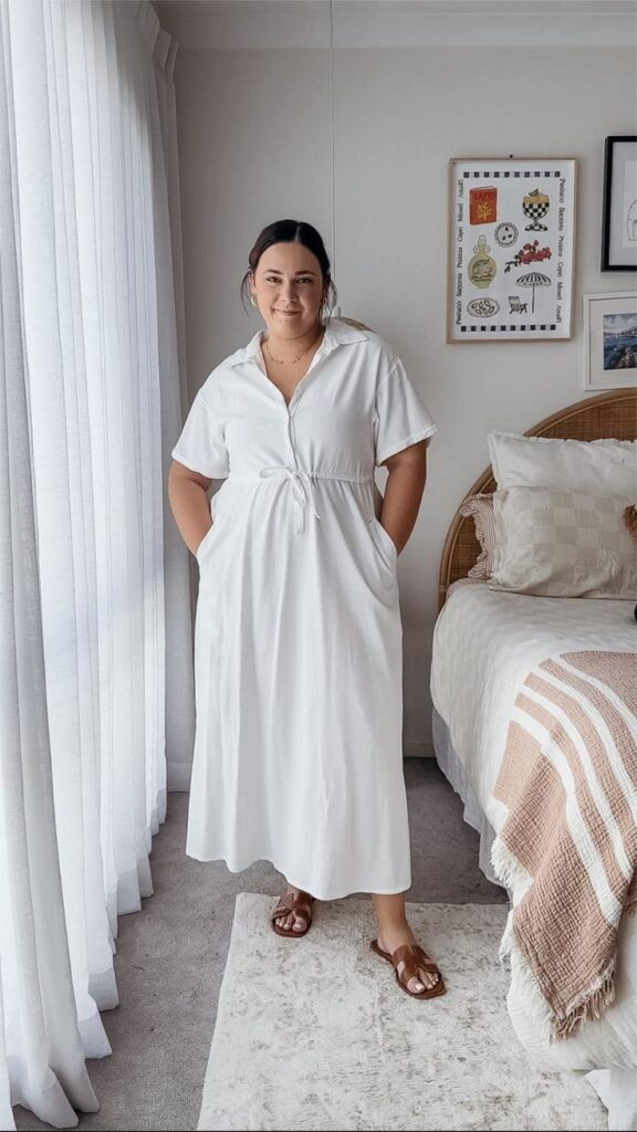 Crisp White Maxi Shirt Dress