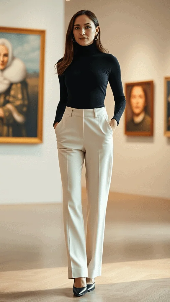 Turtleneck Bodysuit and Wide-Leg Pants