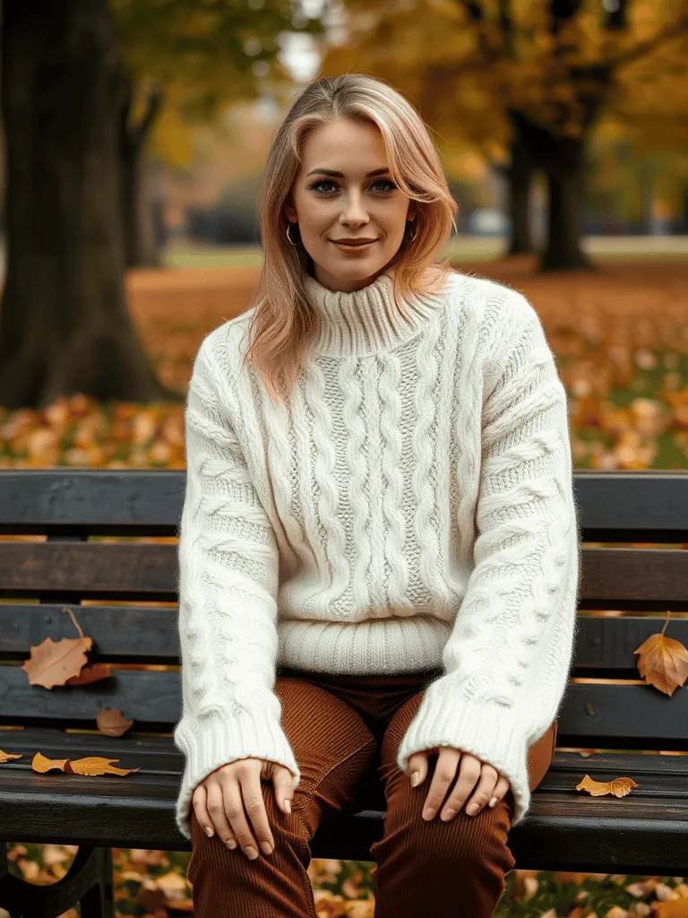 Chunky Knit Sweater and Corduroy Pants
