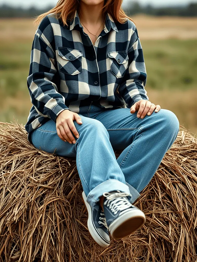 Plaid Shirt and Boyfriend Jeans