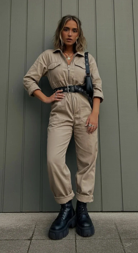 Utility Jumpsuit and Statement Boots