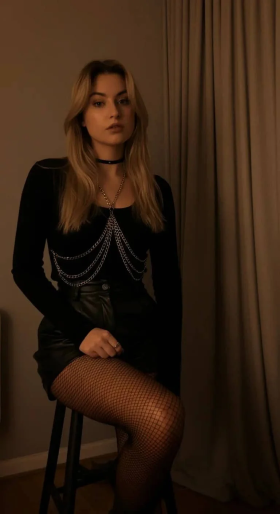 Chain Detail Top and High-Waisted Shorts