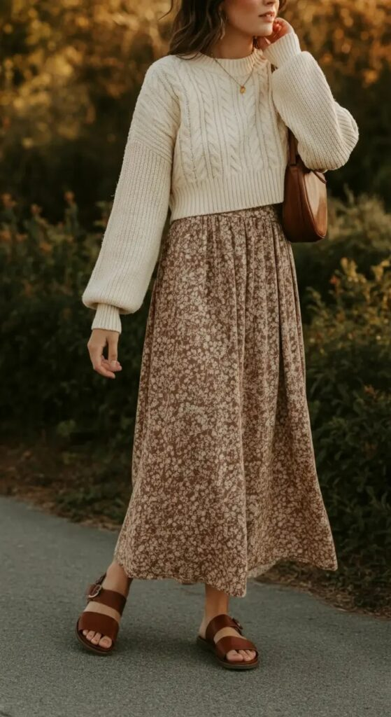 Cropped Sweater and Floral Maxi