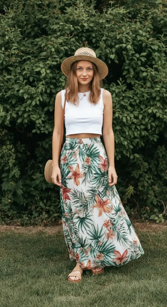 Cropped Tank and Printed Maxi