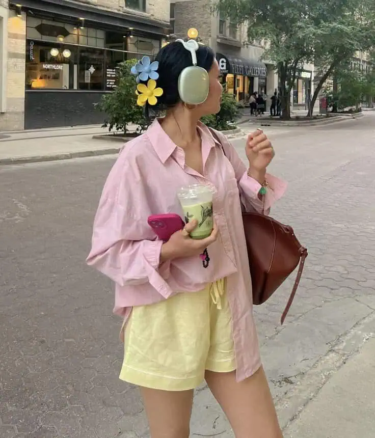Pastel Perfection with Oversized Button-Down