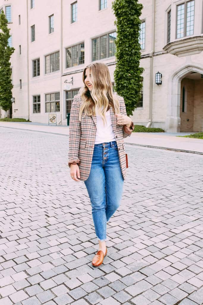 Plaid Blazer and Denim Duo