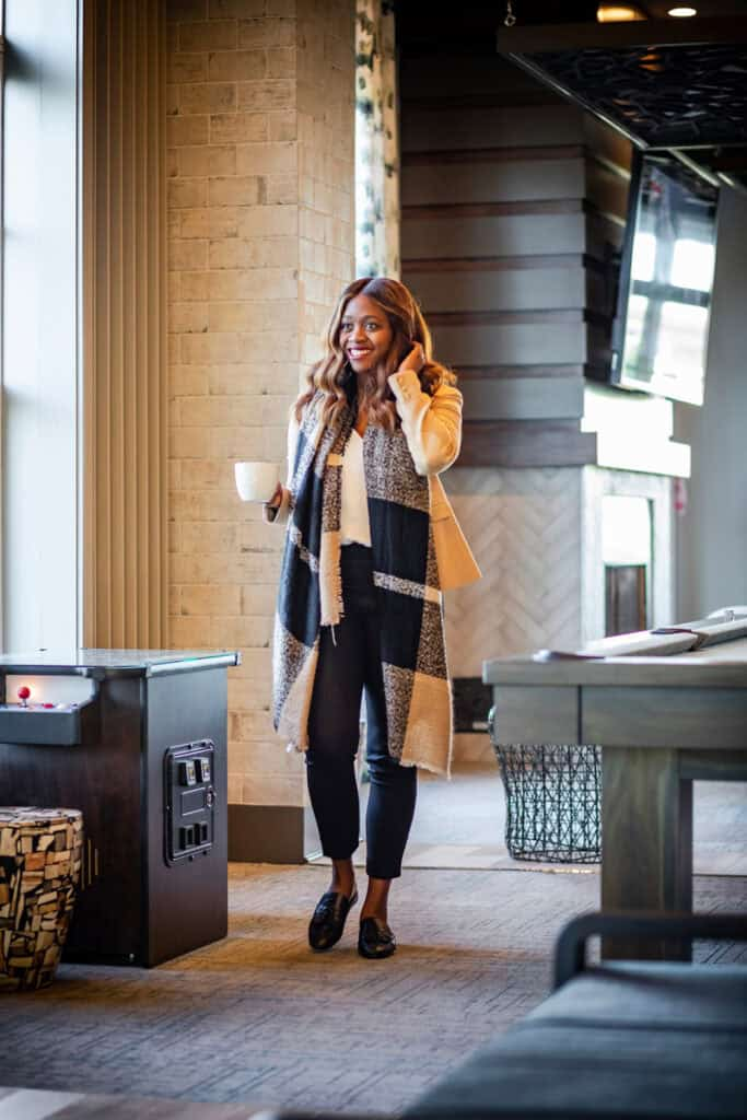 Cozy Layers with Patterned Scarf