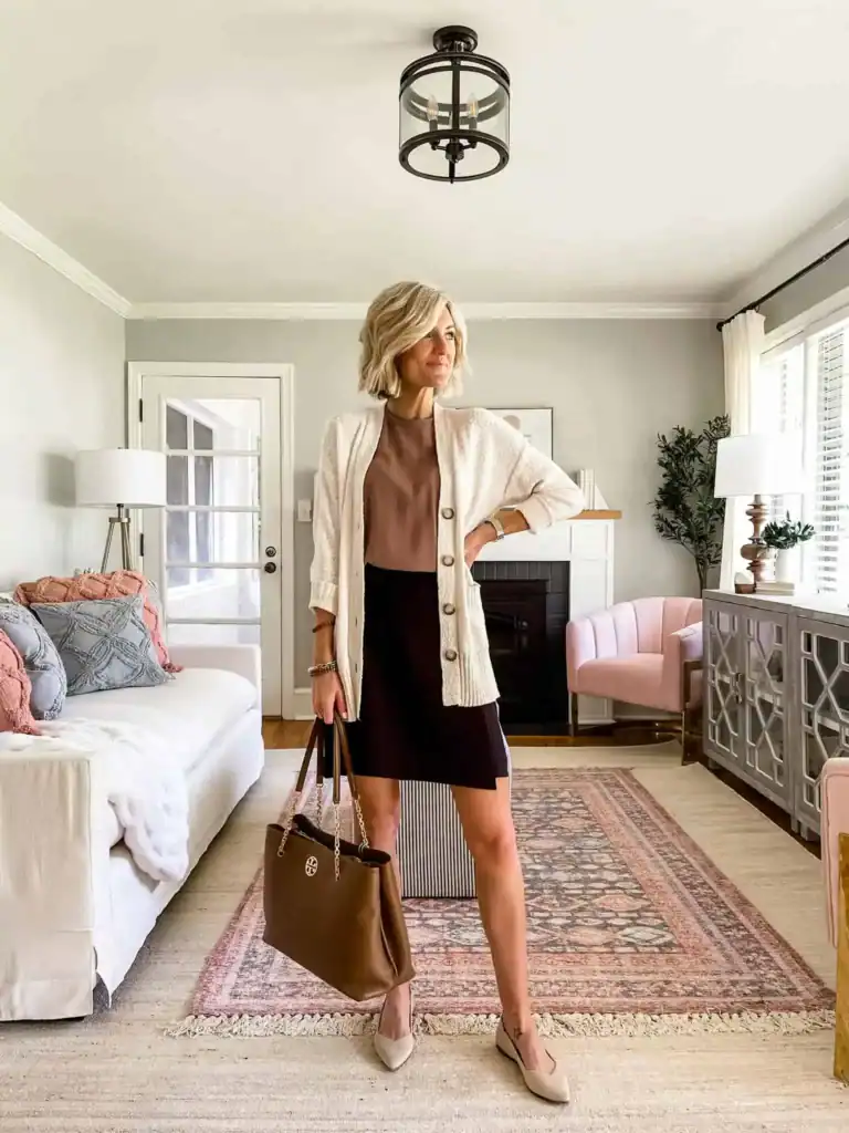 Cozy Cardigan and Pencil Skirt Combo