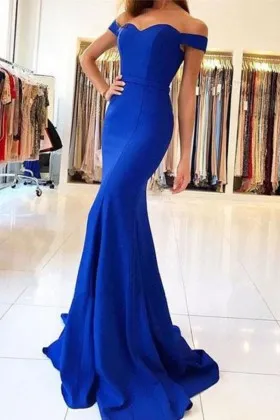 Royal Blue Off-Shoulder Gown