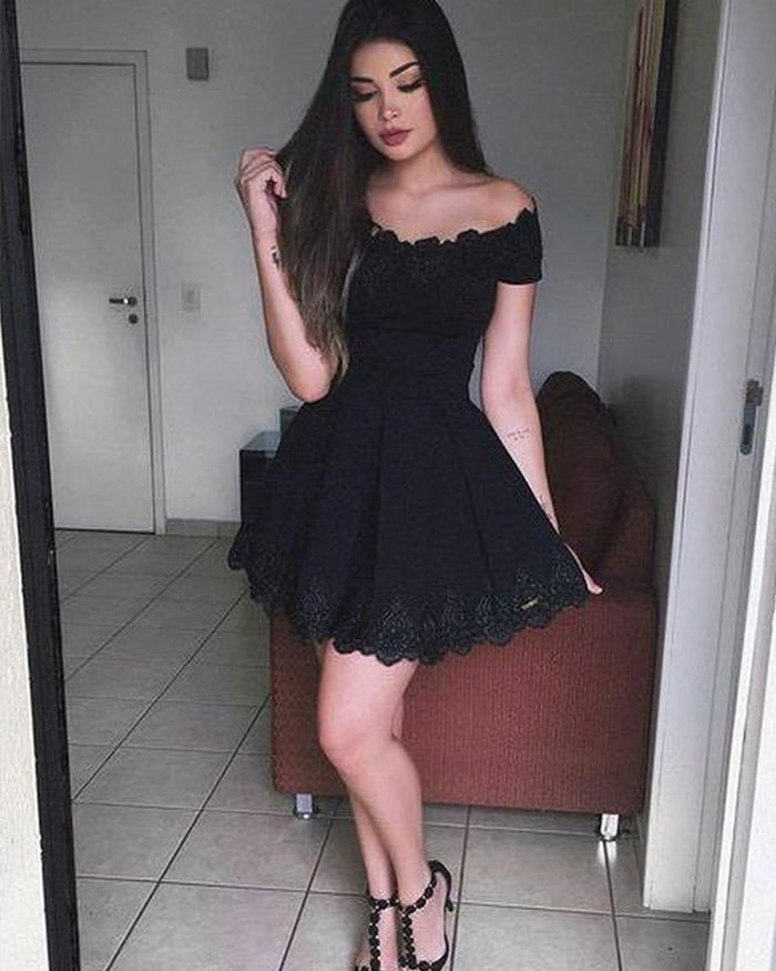 Black Lace Fit-and-Flare Dress
