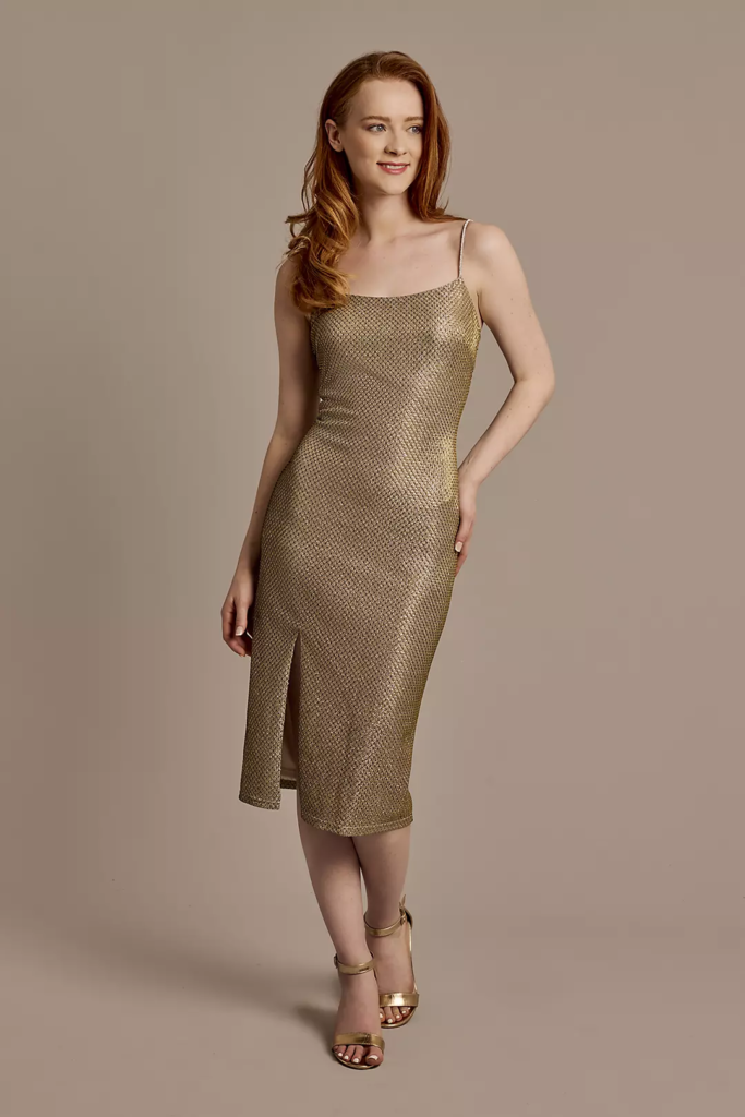 Gold Metallic Sheath Dress