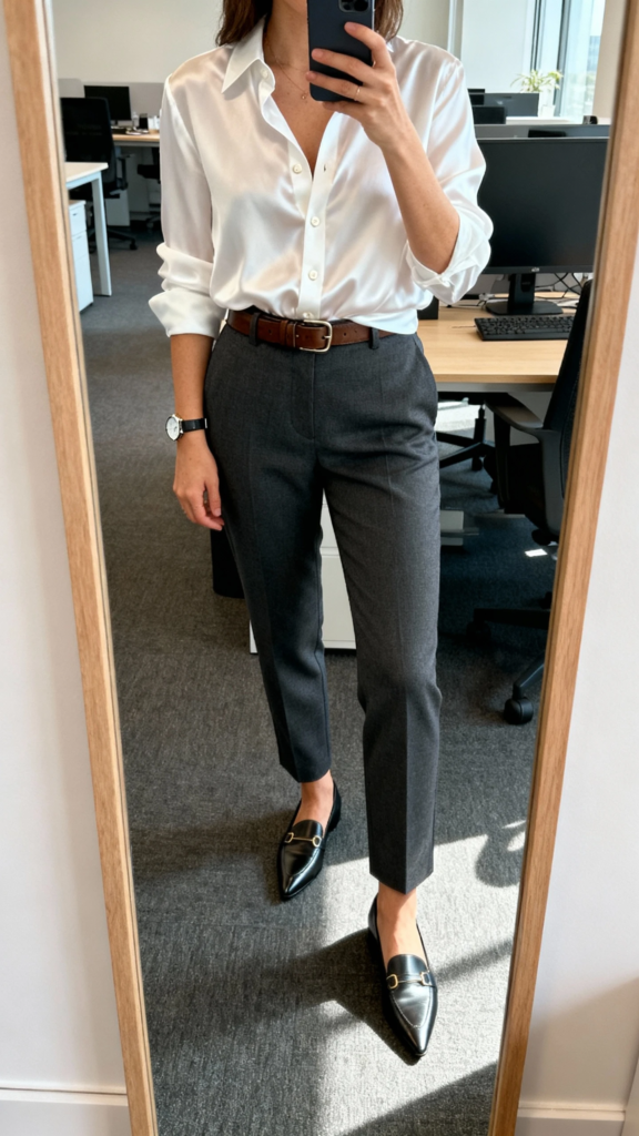 Tailored Trousers + Silk Button-Up 