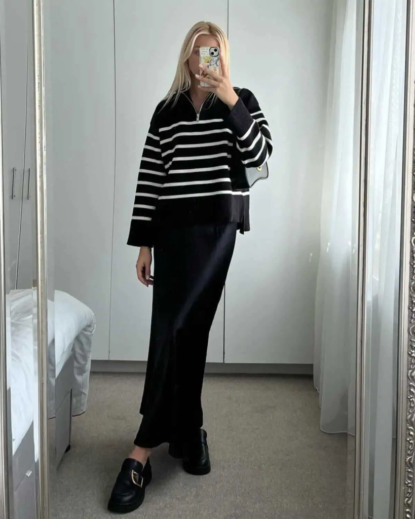 Striped Sweater and Maxi Skirt Combo