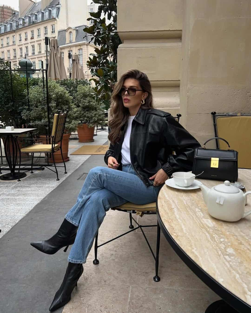 Chic Leather and Denim Combo