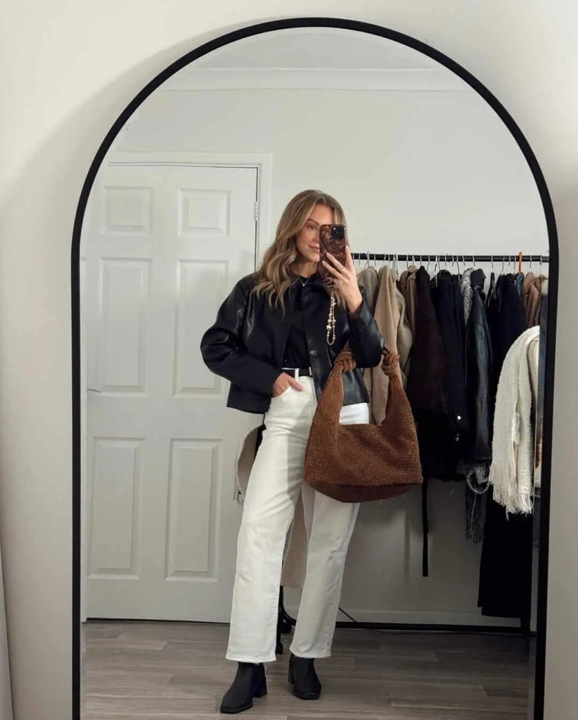 Chic Monochrome with Brown Accents