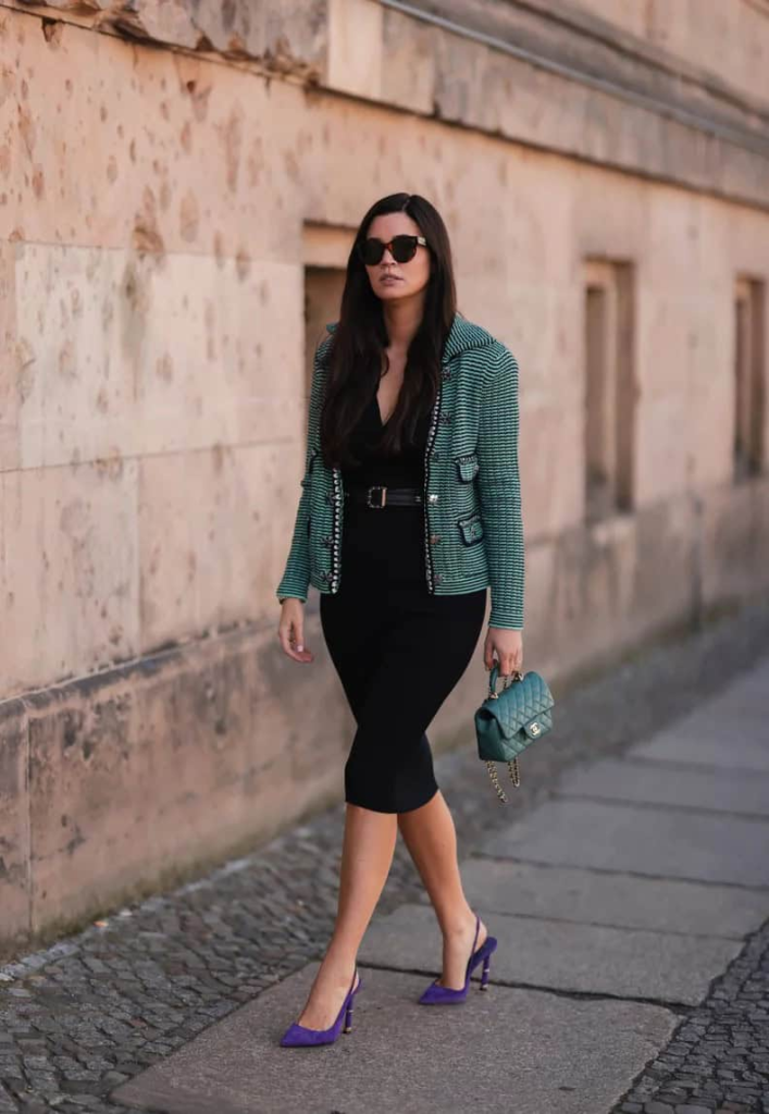 Chic Tweed and Black Elegance