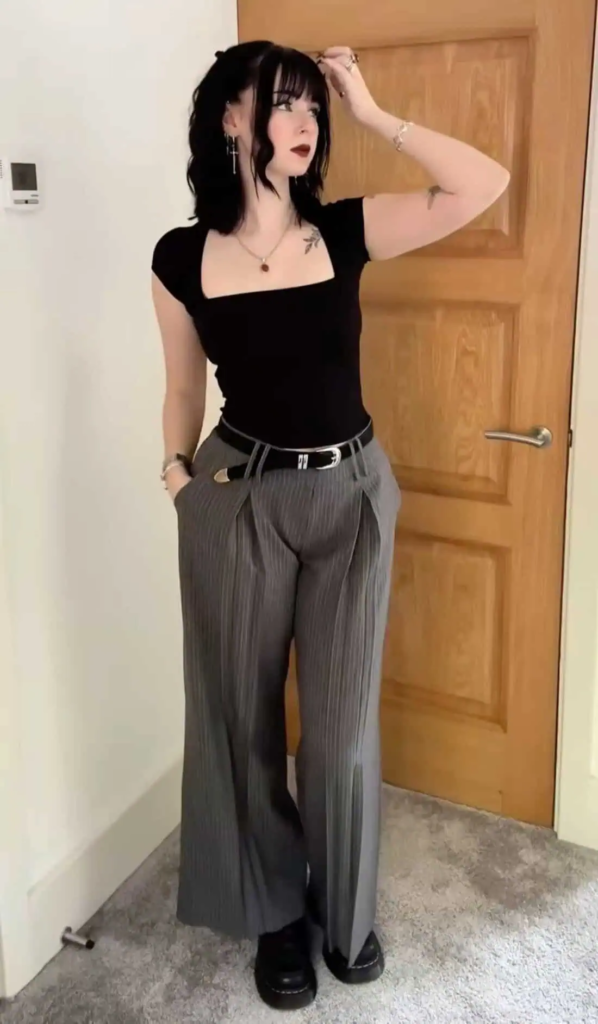 Black Bustier with Tailored Trousers