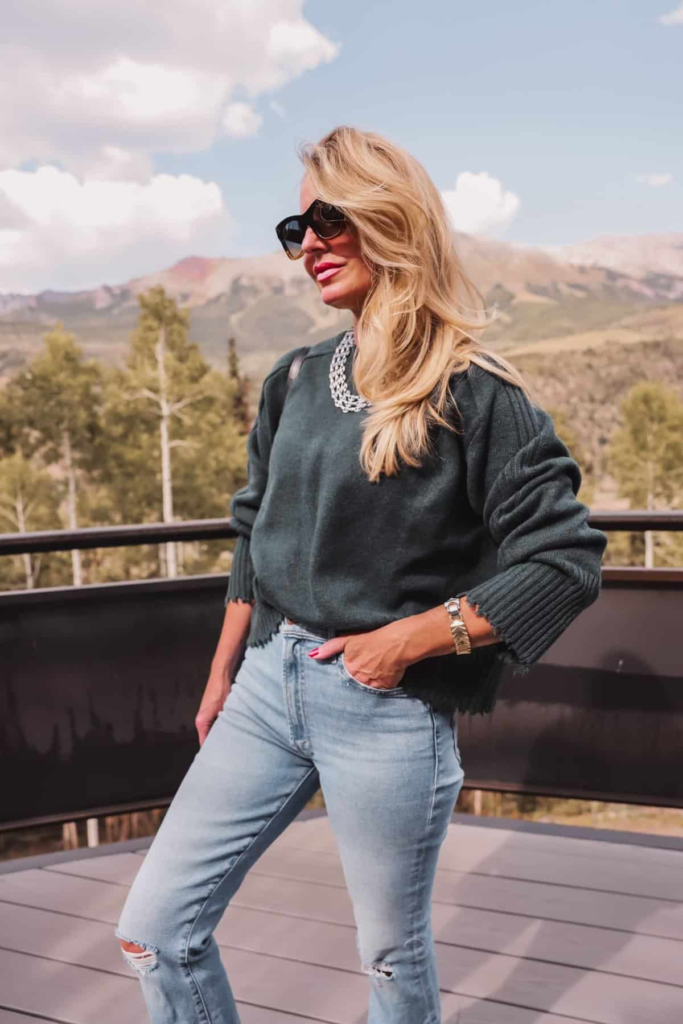 Cozy Sweater and Distressed Denim Combo