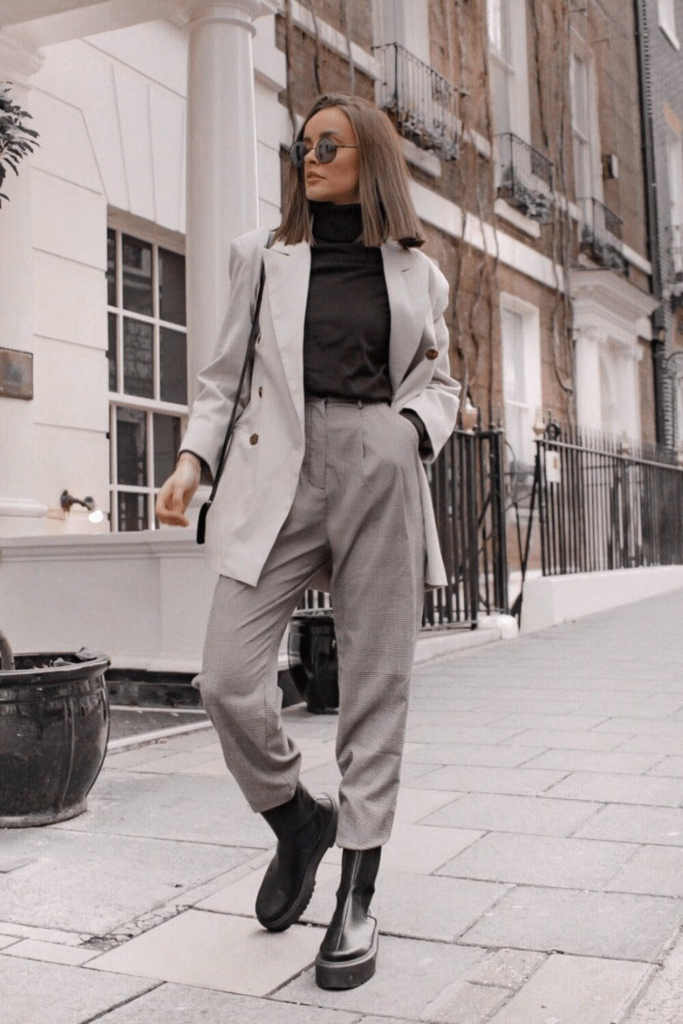 Monochrome Chic with Oversized Blazer