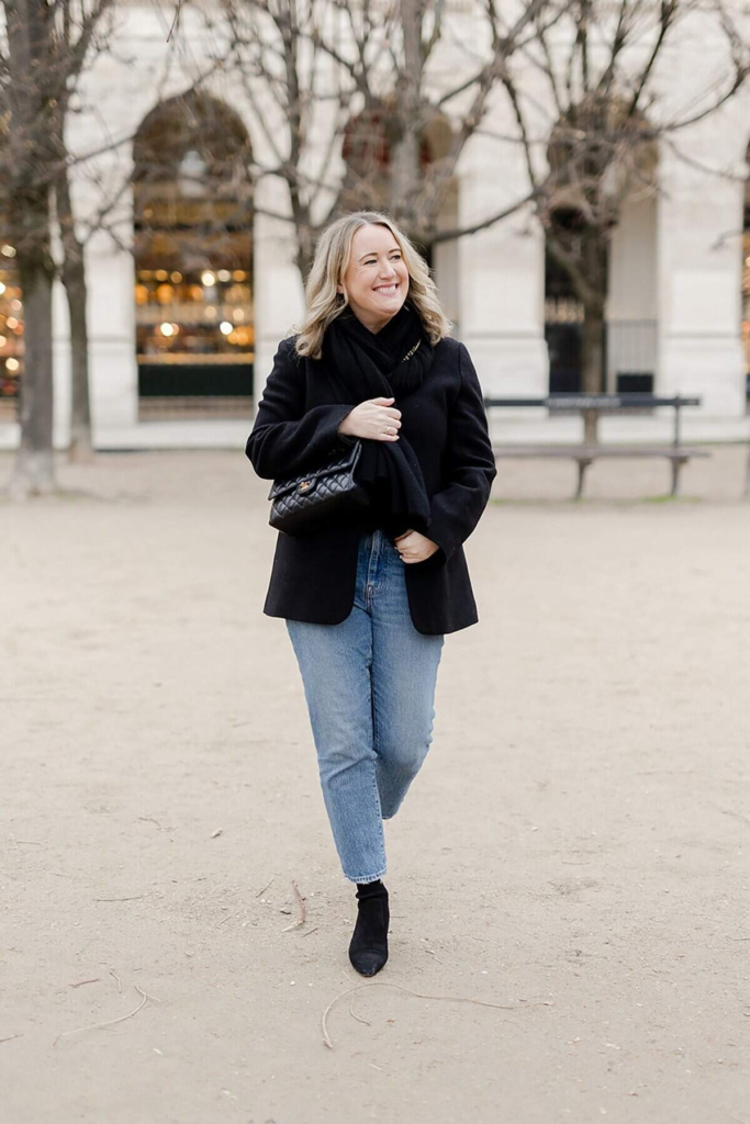 Chic Black Coat and Denim Combo