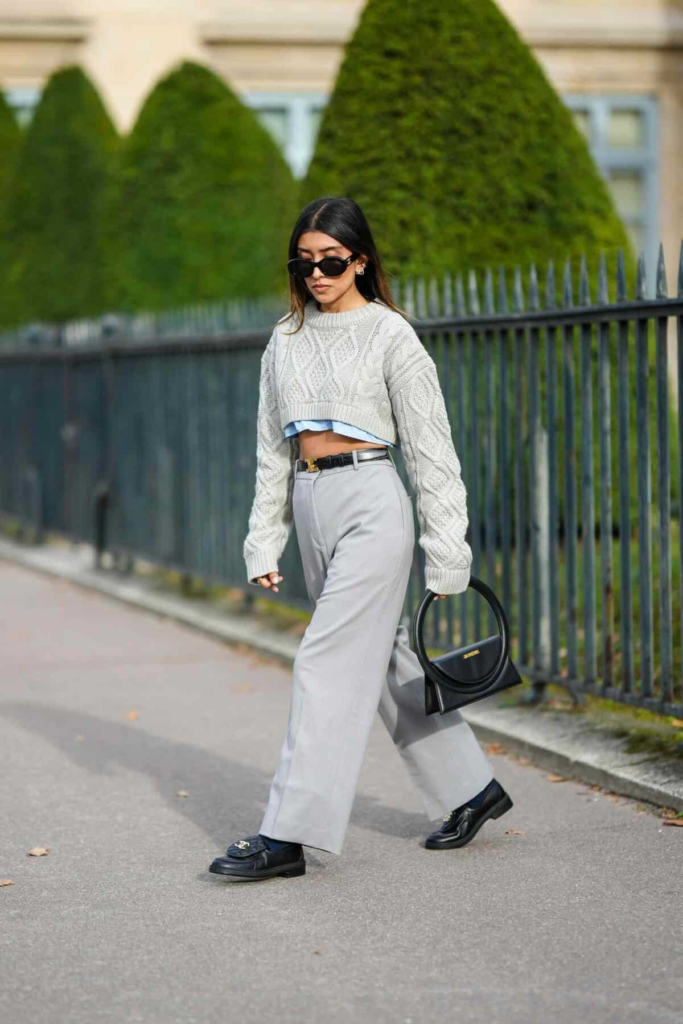 Cropped Sweater and Wide-Leg Trousers